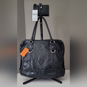 New With Tags Combo of Latico Black Leather Handbag and Latico Walet.